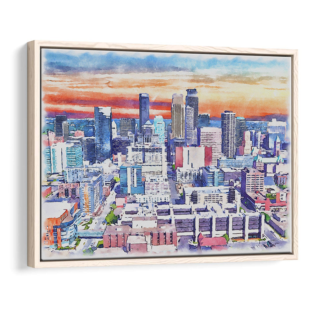 Minneapolis Painting Canvas Watercolor, Minneapolis Minnesota, Sport Gift Art, Framed Canvas Print Wall Art