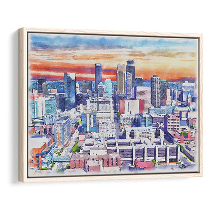 Minneapolis Painting Canvas Watercolor, Minneapolis Minnesota, Sport Gift Art, Framed Canvas Print Wall Art