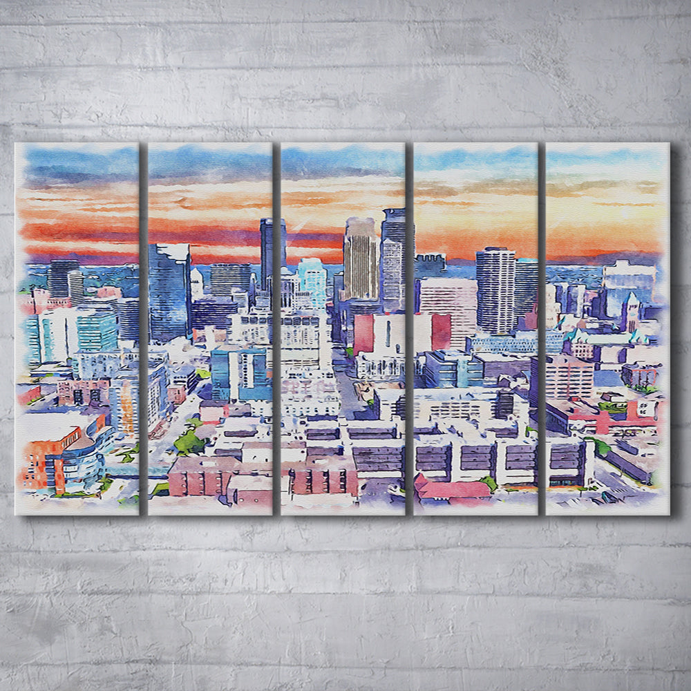 Minneapolis Painting Canvas Watercolor, Minneapolis Minnesota, Sport Art, Extra Large Canvas Print Wall Art