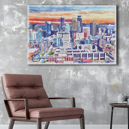 Minneapolis Painting Canvas Watercolor, Minneapolis Minnesota, Sport Art, Gifts for him, Canvas Print Wall Art