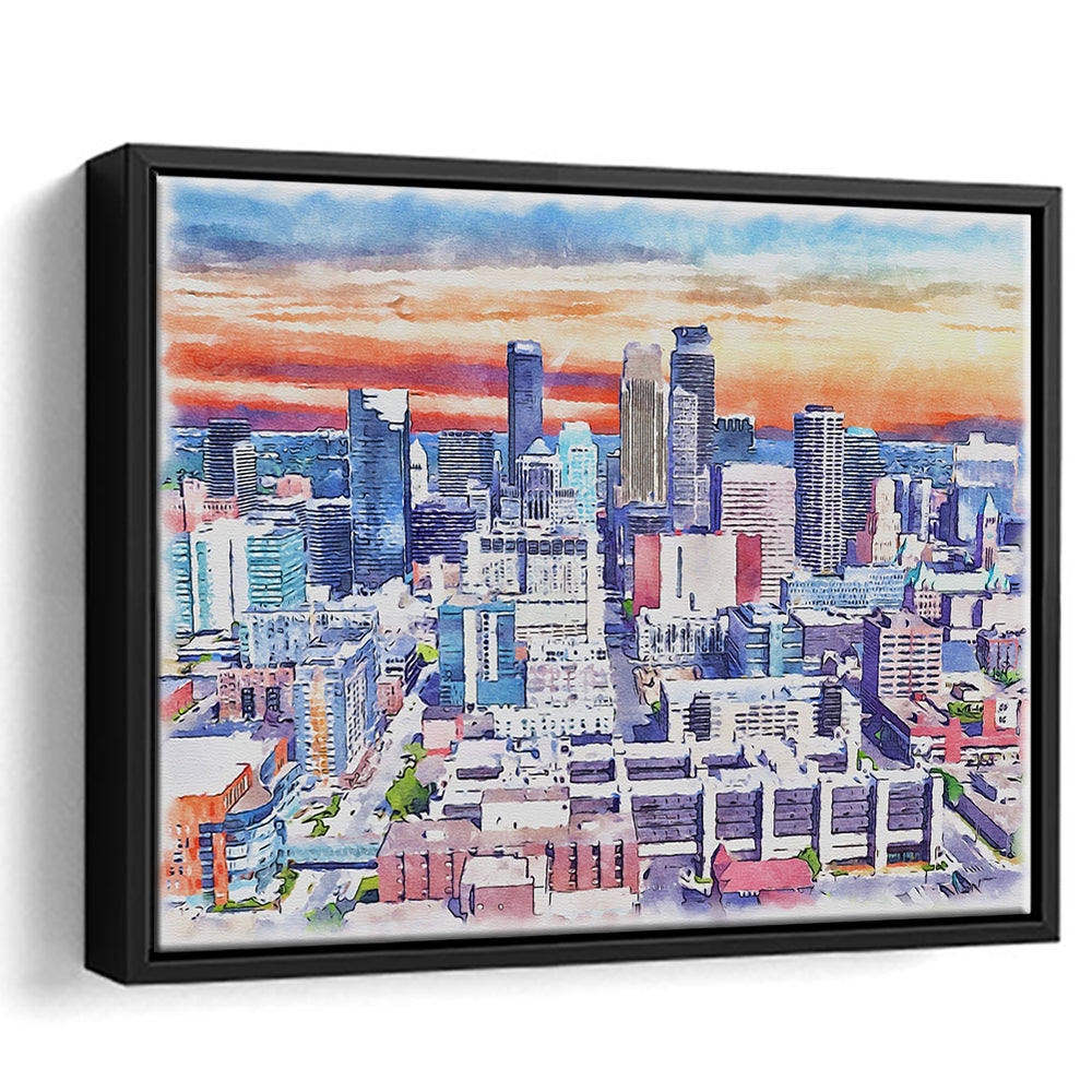 Minneapolis Painting Canvas Watercolor, Minneapolis Minnesota, Sport Gift Art, Framed Canvas Print Wall Art