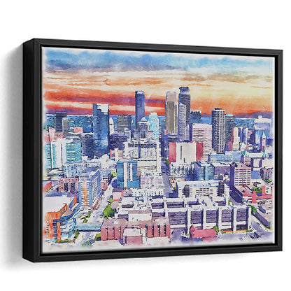 Minneapolis Painting Canvas Watercolor, Minneapolis Minnesota, Sport Gift Art, Framed Canvas Print Wall Art