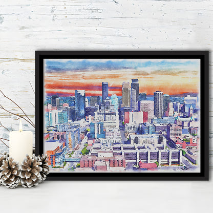 Minneapolis Painting Canvas Watercolor, Minneapolis Minnesota, Sport Gift Art, Framed Canvas Print Wall Art