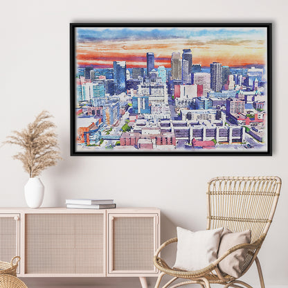 Minneapolis Painting Canvas Watercolor, Minneapolis Minnesota, Sport Gift Art, Framed Canvas Print Wall Art