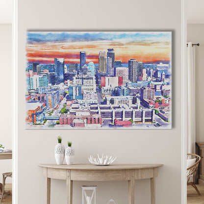 Minneapolis Painting Canvas Watercolor, Minneapolis Minnesota, Sport Art, Gifts for him, Canvas Print Wall Art