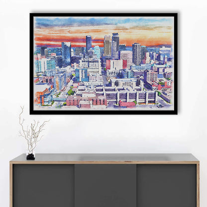 Minneapolis Painting Canvas Watercolor, Minneapolis Minnesota, Sport Gift Art, Framed Art Print Wall Decor