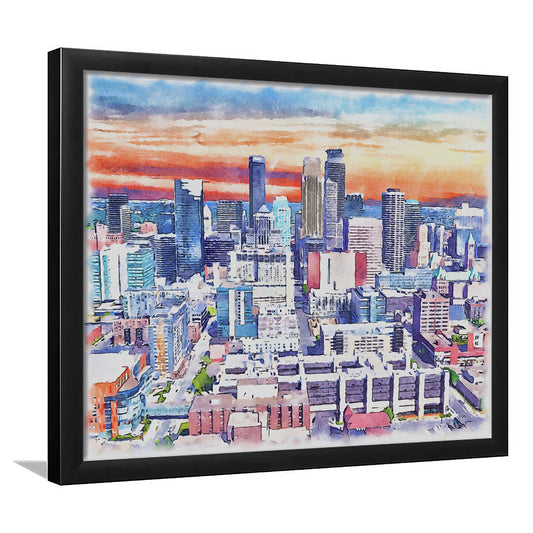 Minneapolis Painting Canvas Watercolor, Minneapolis Minnesota, Sport Gift Art, Framed Art Print Wall Decor