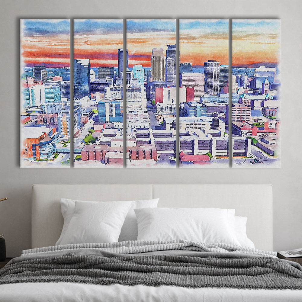 Minneapolis Painting Canvas Watercolor, Minneapolis Minnesota, Sport Art, Extra Large Canvas Print Wall Art