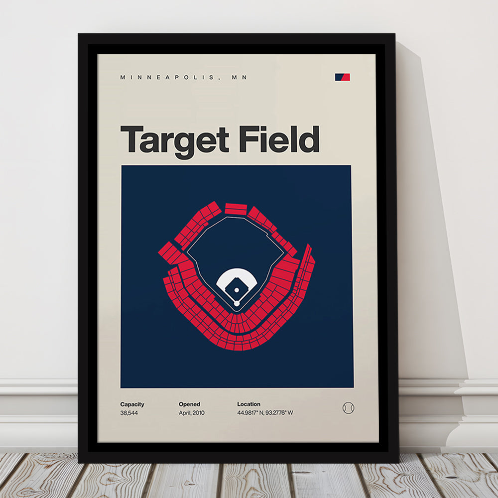 Minnesota Twins Stadium Print, Target Field Stadium Print, Man Cave Gift, Floating Framed Canvas Print Wall Art