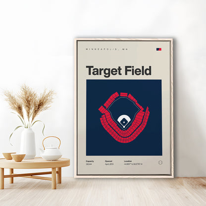 Minnesota Twins Stadium Print, Target Field Stadium Print, Man Cave Gift, Floating Framed Canvas Print Wall Art