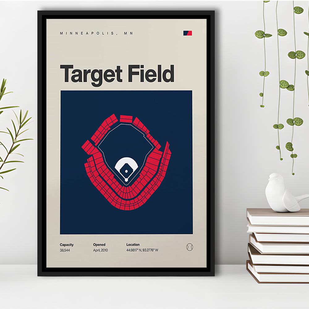 Minnesota Twins Stadium Print, Target Field Stadium Print, Man Cave Gift, Floating Framed Canvas Print Wall Art