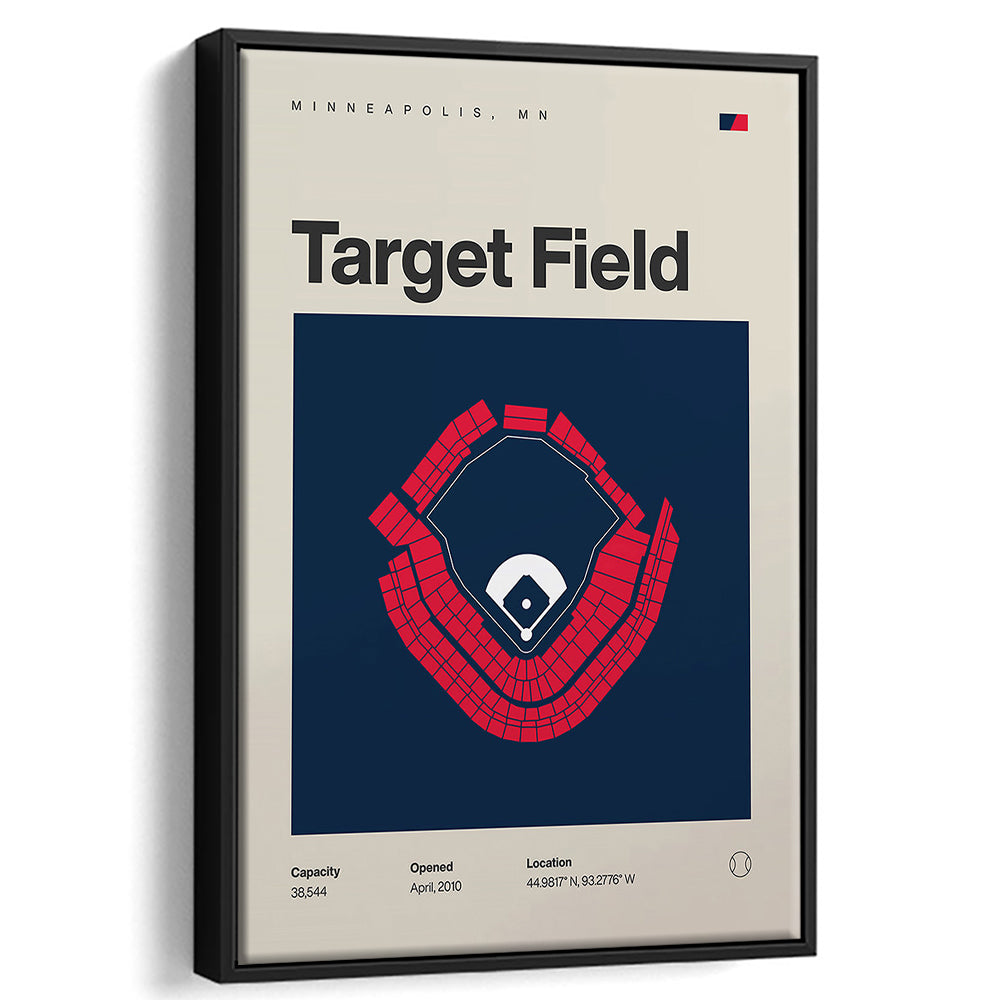 Minnesota Twins Stadium Print, Target Field Stadium Print, Man Cave Gift, Floating Framed Canvas Print Wall Art