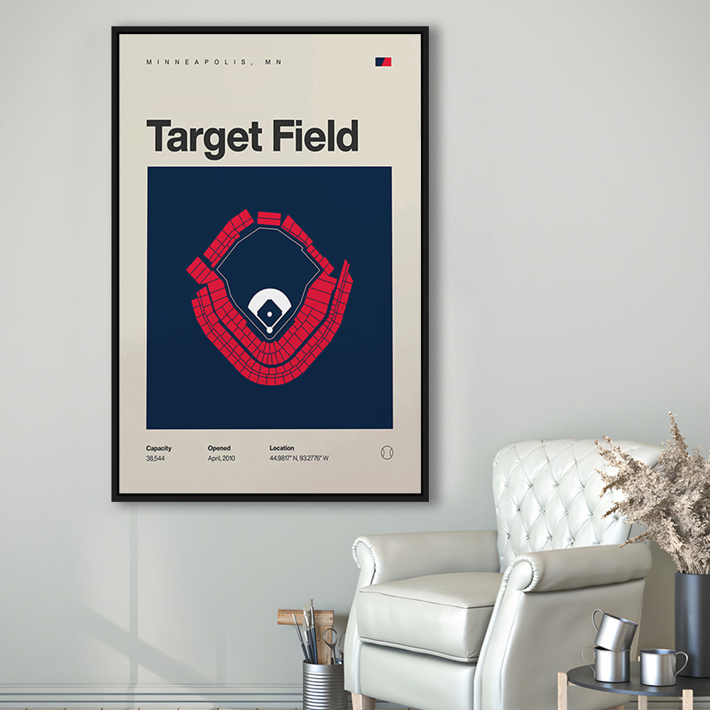Minnesota Twins Stadium Print, Target Field Stadium Print, Man Cave Gift, Floating Framed Canvas Print Wall Art