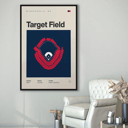 Minnesota Twins Stadium Print, Target Field Stadium Print, Man Cave Gift, Floating Framed Canvas Print Wall Art