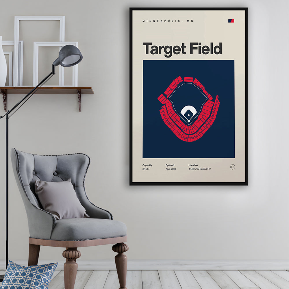 Minnesota Twins Stadium Print, Target Field Stadium Print, Man Cave Gift, Floating Framed Canvas Print Wall Art