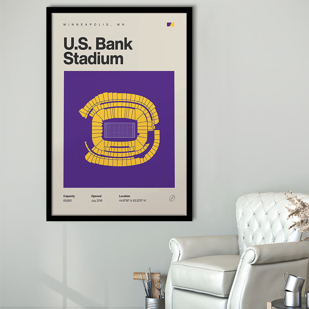 Minnesota Vikings Stadium Print, US Bank Stadium Print, Gifts for him, Sport Art, Framed Art Print Wall Decor