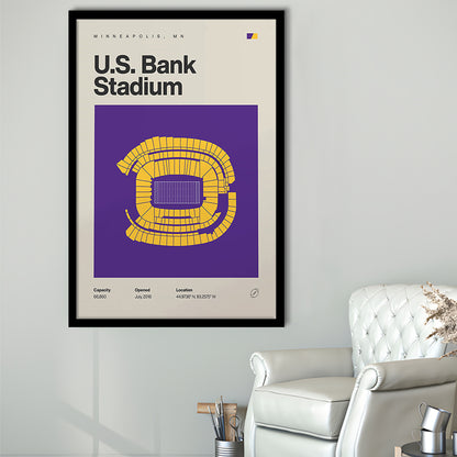 Minnesota Vikings Stadium Print, US Bank Stadium Print, Gifts for him, Sport Art, Framed Art Print Wall Decor