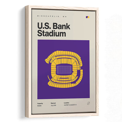 Minnesota Vikings Stadium Print, US Bank Stadium Print, Man Cave Gift, Floating Framed Canvas Print Wall Art