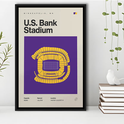 Minnesota Vikings Stadium Print, US Bank Stadium Print, Man Cave Gift, Floating Framed Canvas Print Wall Art