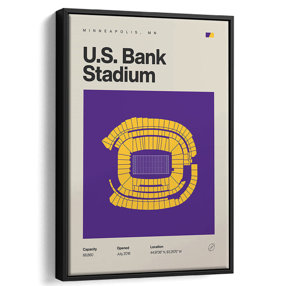 Minnesota Vikings Stadium Print, US Bank Stadium Print, Man Cave Gift, Floating Framed Canvas Print Wall Art