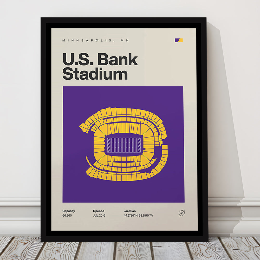 Minnesota Vikings Stadium Print, US Bank Stadium Print, Man Cave Gift, Floating Framed Canvas Print Wall Art