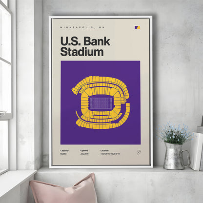 Minnesota Vikings Stadium Print, US Bank Stadium Print, Man Cave Gift, Floating Framed Canvas Print Wall Art
