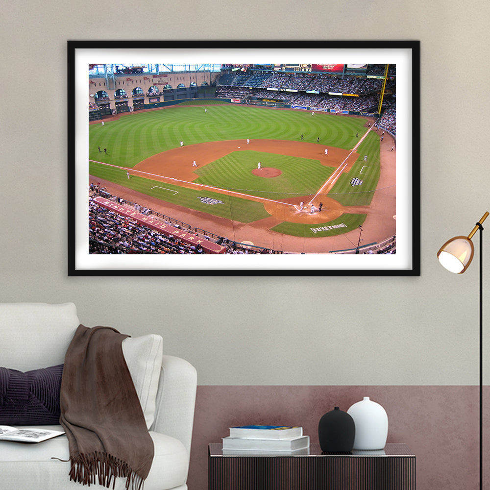 Minute Maid Park Hill, Stadium Canvas, Sport Art, Gift for him, White Border Framed Art Print Wall Decor