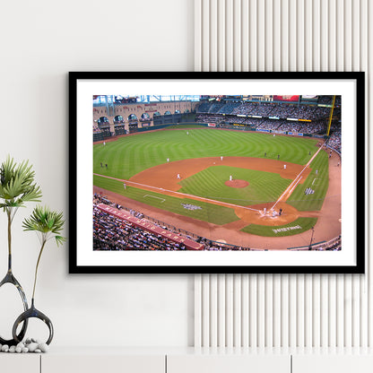 Minute Maid Park Hill, Stadium Canvas, Sport Art, Gift for him, White Border Framed Art Print Wall Decor