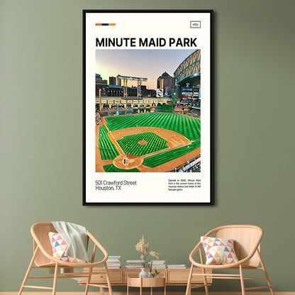 Minute Maid Park Print, Astros Stadium Canvas Art, Man Cave Gift, Floating Framed Canvas Print Wall Art