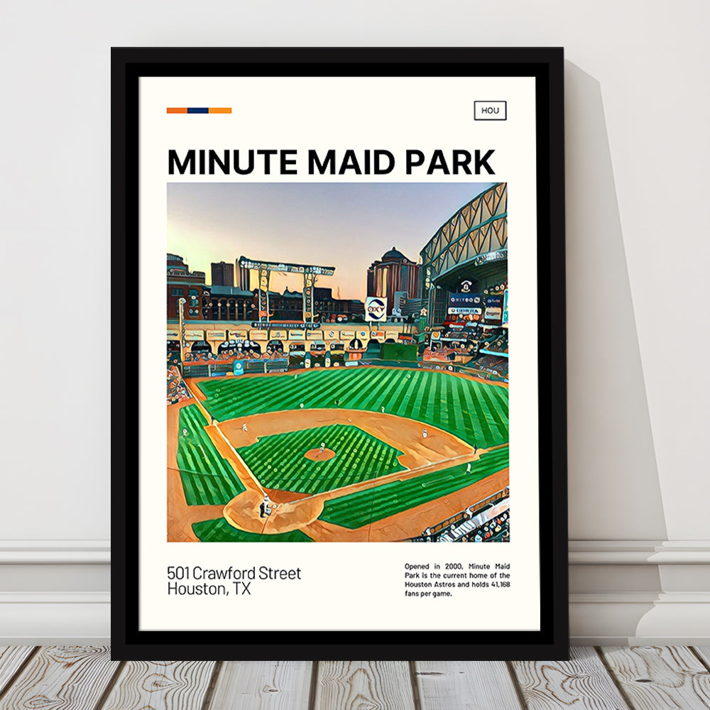 Minute Maid Park Print, Astros Stadium Canvas Art, Man Cave Gift, Floating Framed Canvas Print Wall Art