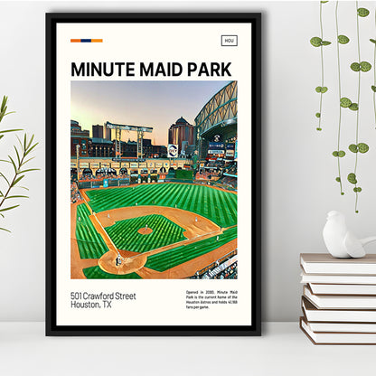 Minute Maid Park Print, Astros Stadium Canvas Art, Man Cave Gift, Floating Framed Canvas Print Wall Art