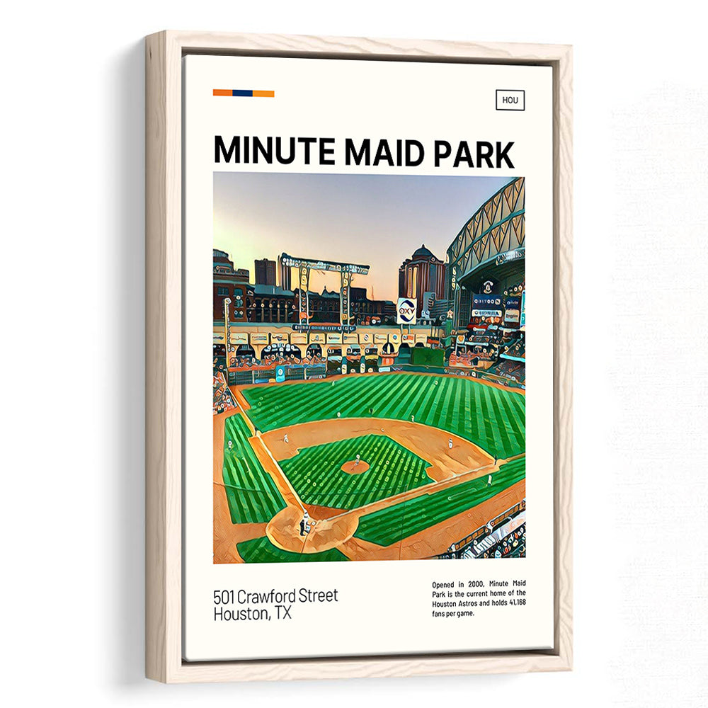 Minute Maid Park Print, Astros Stadium Canvas Art, Man Cave Gift, Floating Framed Canvas Print Wall Art