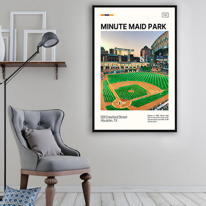 Minute Maid Park Print, Astros Stadium Canvas Art, Man Cave Gift, Floating Framed Canvas Print Wall Art