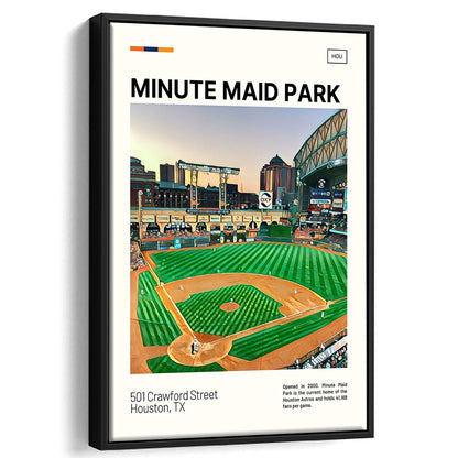 Minute Maid Park Print, Astros Stadium Canvas Art, Man Cave Gift, Floating Framed Canvas Print Wall Art