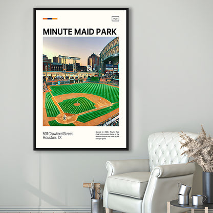 Minute Maid Park Print, Astros Stadium Canvas Art, Man Cave Gift, Floating Framed Canvas Print Wall Art