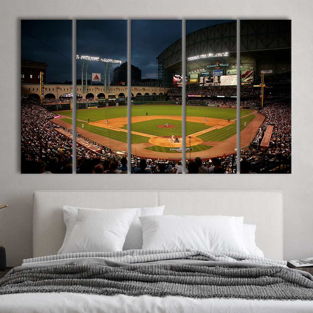 Minute Maid Park Stadium, Stadium Canvas, Sport Art, 5 Panel B, Extra Large Canvas, Canvas Print Wall Art