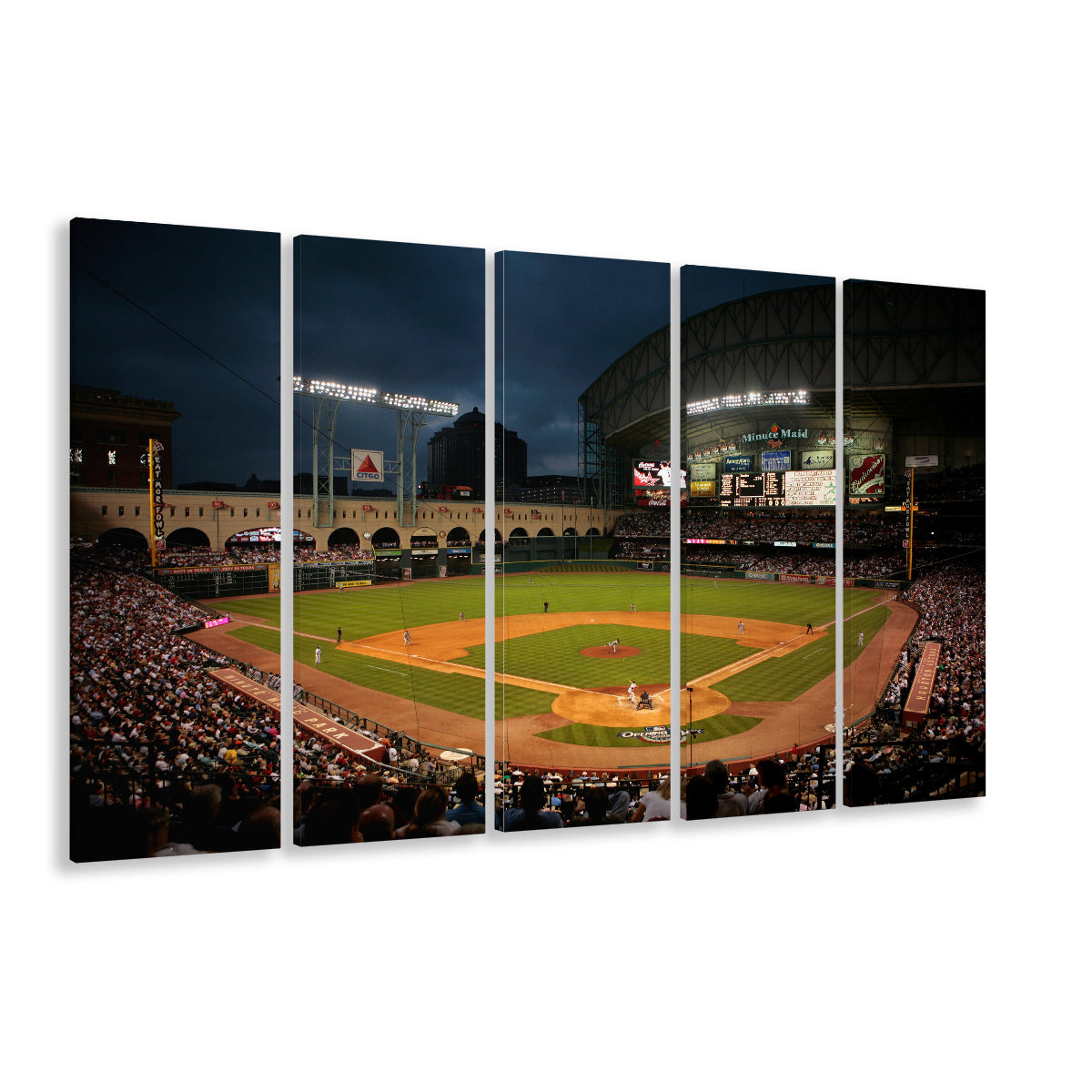 Minute Maid Park Stadium, Stadium Canvas, Sport Art, 5 Panel B, Extra Large Canvas, Canvas Print Wall Art