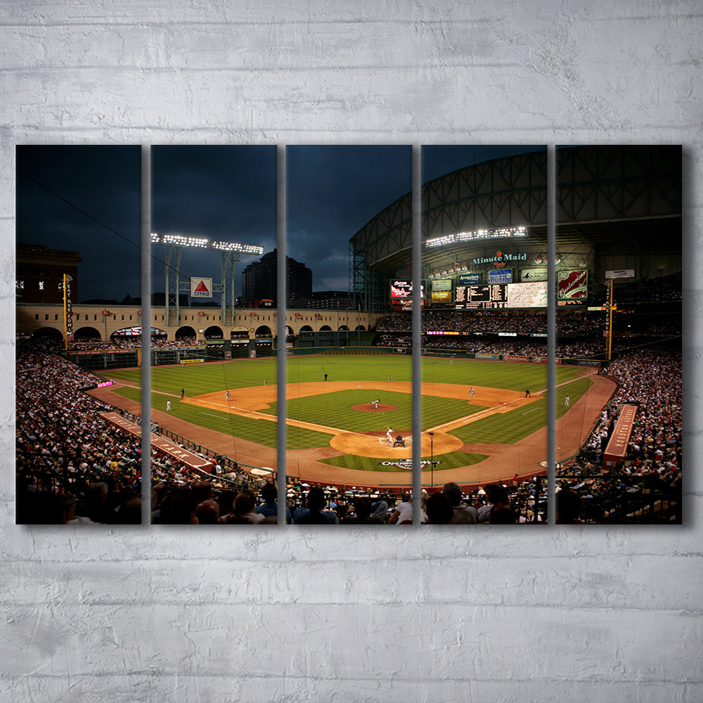 Minute Maid Park Stadium, Stadium Canvas, Sport Art, 5 Panel B, Extra Large Canvas, Canvas Print Wall Art