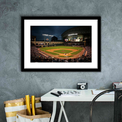 Minute Maid Park Stadium, Stadium Canvas, Sport Art, Gift for him, White Border Framed Art Print Wall Decor