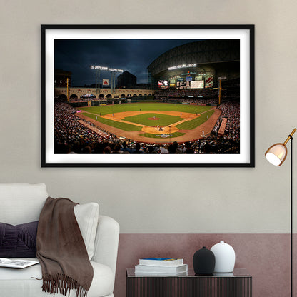 Minute Maid Park Stadium, Stadium Canvas, Sport Art, Gift for him, White Border Framed Art Print Wall Decor