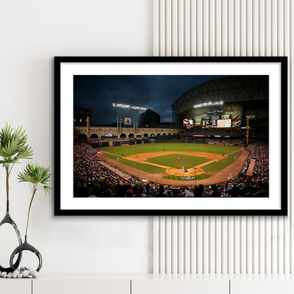 Minute Maid Park Stadium, Stadium Canvas, Sport Art, Gift for him, White Border Framed Art Print Wall Decor