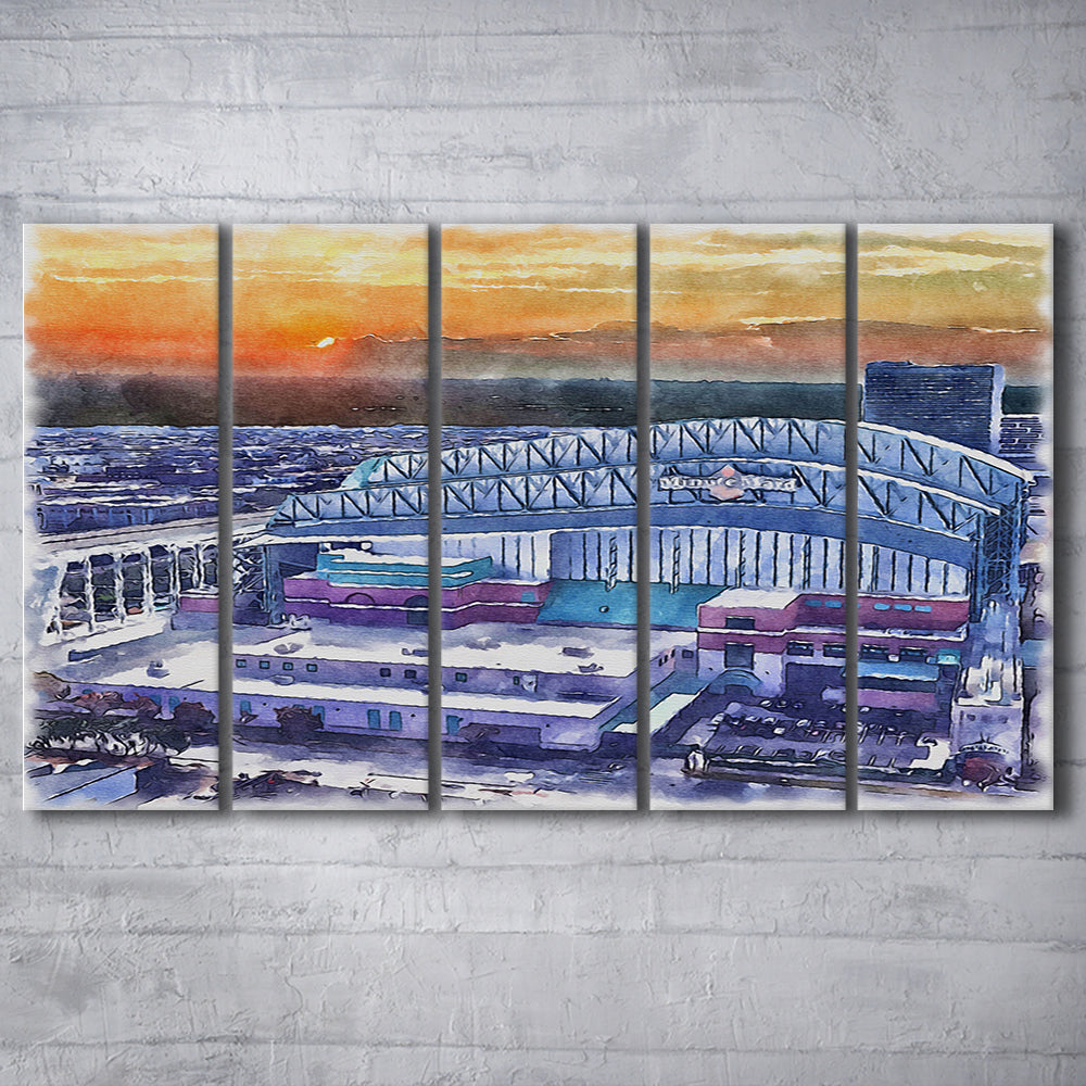 Minute Maid Park WaterColor, Houston Texas Baseball Watercolor, Sport Art, Extra Large Canvas Print Wall Art