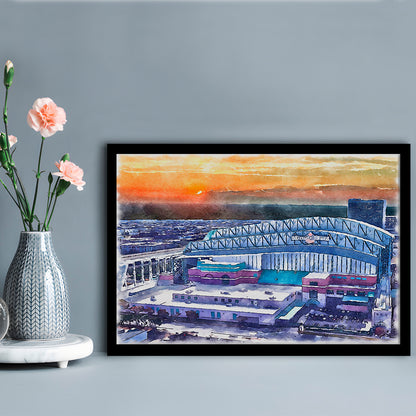Minute Maid Park WaterColor, Houston Texas Baseball Watercolor, Sport Gift Art, Framed Art Print Wall Decor