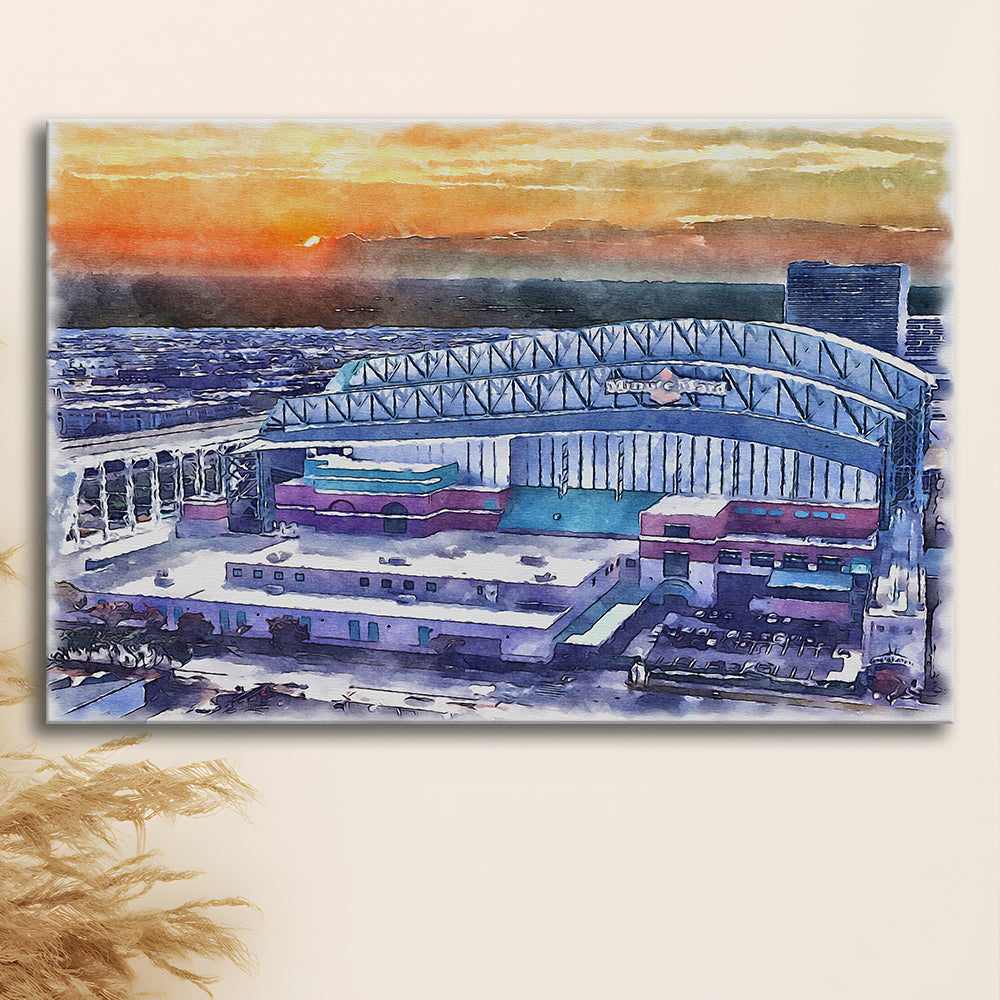 Minute Maid Park WaterColor, Houston Texas Baseball Watercolor, Sport Art, Gifts for him, Canvas Print Wall Art