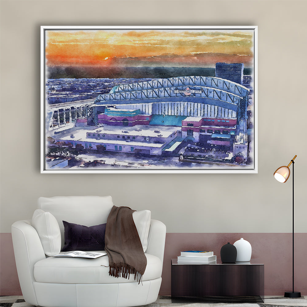Minute Maid Park WaterColor, Houston Texas Baseball Watercolor, Sport Gift Art, Framed Canvas Print Wall Art