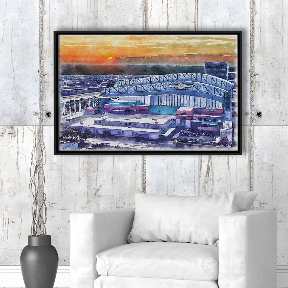 Minute Maid Park WaterColor, Houston Texas Baseball Watercolor, Sport Gift Art, Framed Canvas Print Wall Art