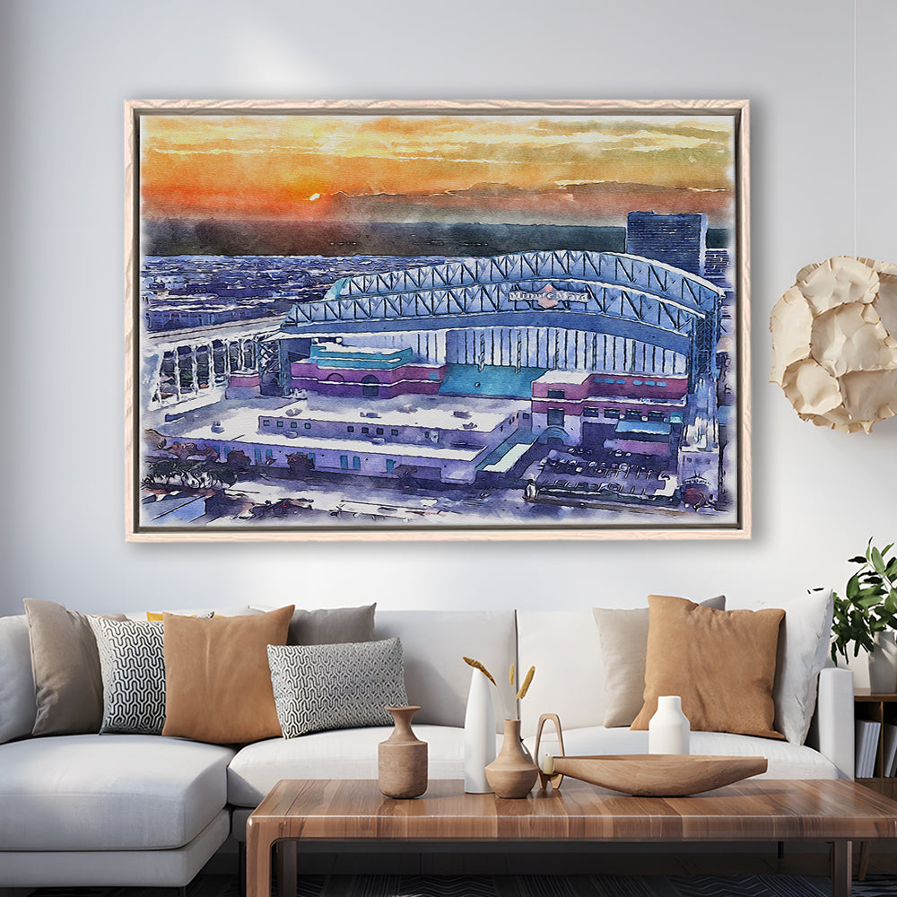 Minute Maid Park WaterColor, Houston Texas Baseball Watercolor, Sport Gift Art, Framed Canvas Print Wall Art
