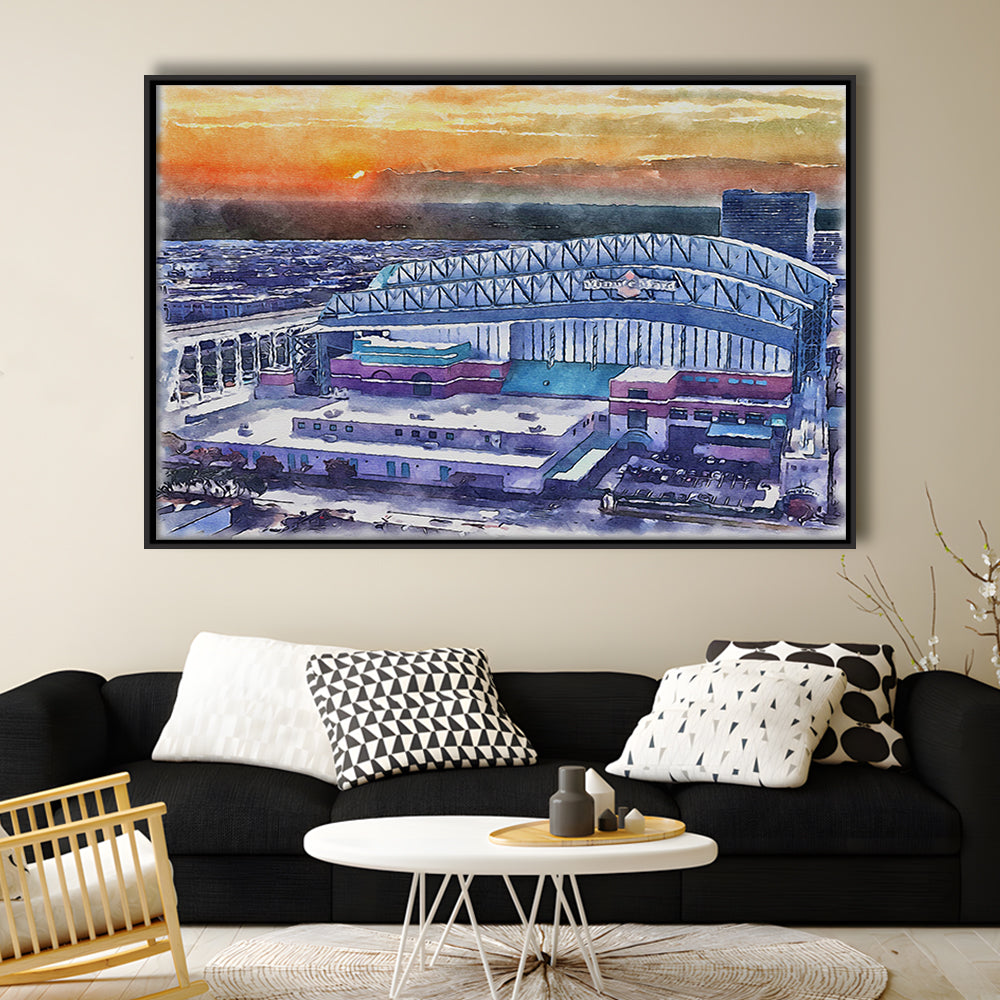 Minute Maid Park WaterColor, Houston Texas Baseball Watercolor, Sport Gift Art, Framed Canvas Print Wall Art