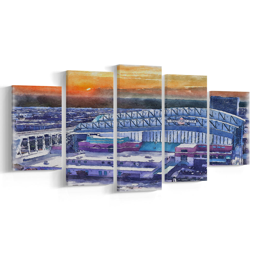 Minute Maid Park WaterColor, Houston Texas Baseball Watercolor, Sport Art, Mixed 5 Panel, Canvas Print Wall Art