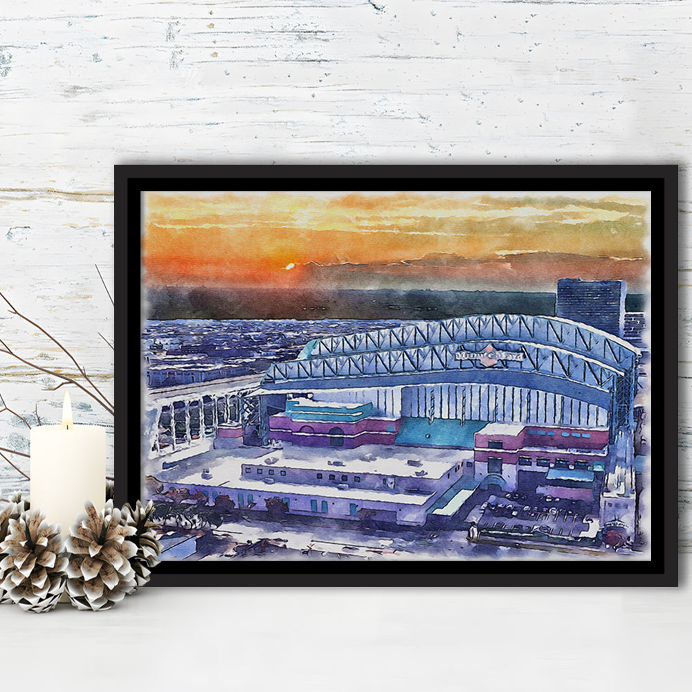 Minute Maid Park WaterColor, Houston Texas Baseball Watercolor, Sport Gift Art, Framed Canvas Print Wall Art